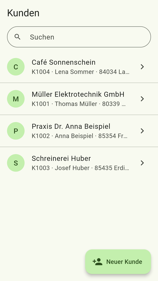 Rechnungsverwalter für Android – Kunden