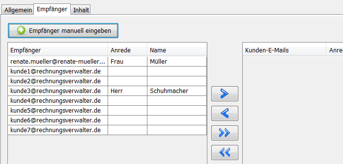 E-Mail-Empfänger hinzugefügt