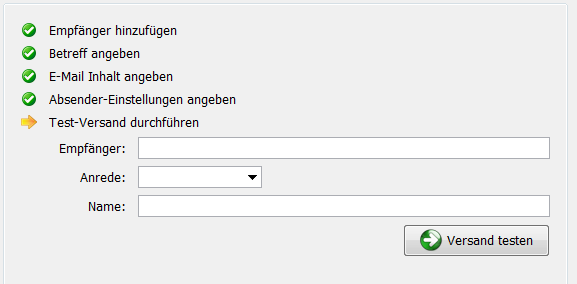 Stati vor dem Testversand