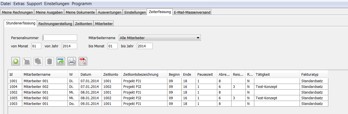 Stundenerfassung - Journal