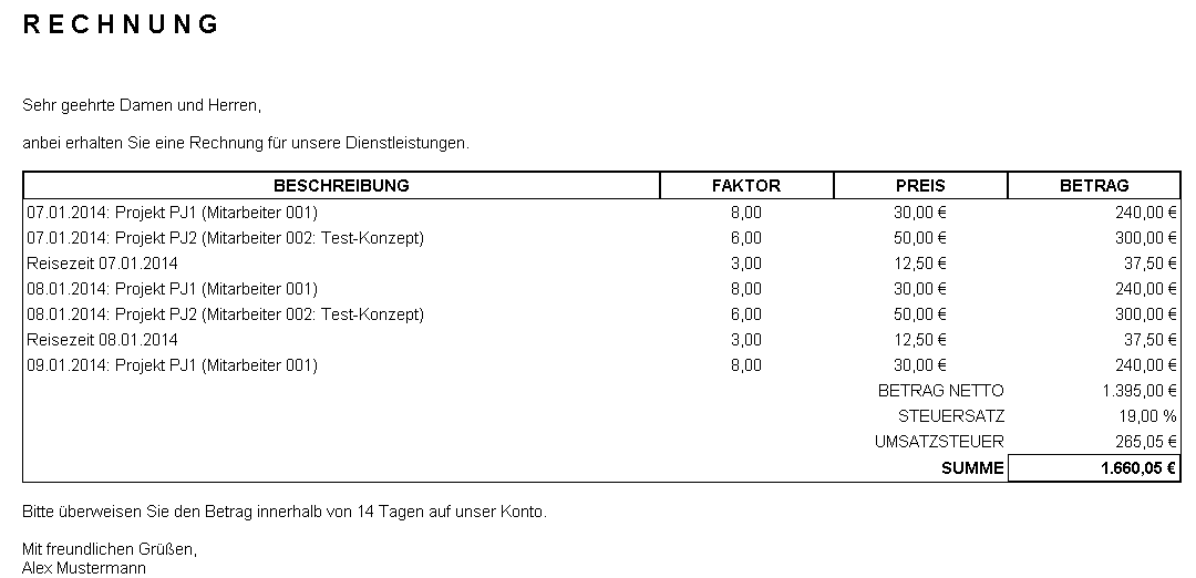Rechnung - Druckansicht