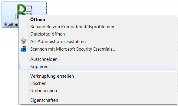 Verknüpfung kopieren