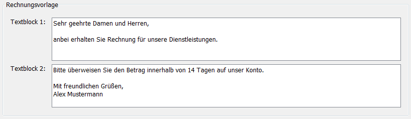 Rechnungstexte