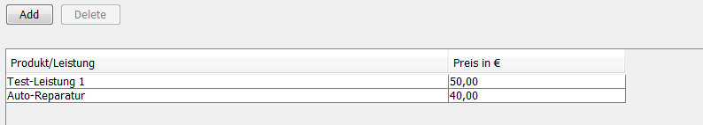 Rechnungenpositionen Dictionary
