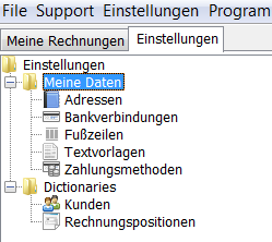 Eigenschaften von Rechnungsvorlagen