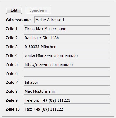 Eigene Adresse pflegen
