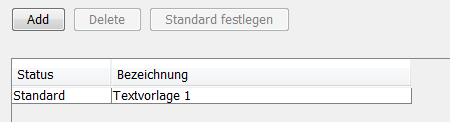 Textvorlagen Auflistung