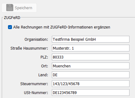 Einstellungen Schnittstellen: ZUGFeRD aktivieren